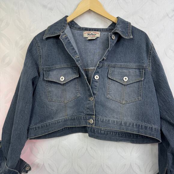 NoFuze Y2K Crop Denim Trucker Juniors Jacket Size 2X - Picture 4 of 5